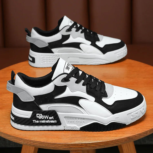 New Autumn Men's Sneakers Men's Comfortable Platform Shoes- Lace-up Vulcanized Shoes White Casual Sneakers Zapatillas Good Vibrations