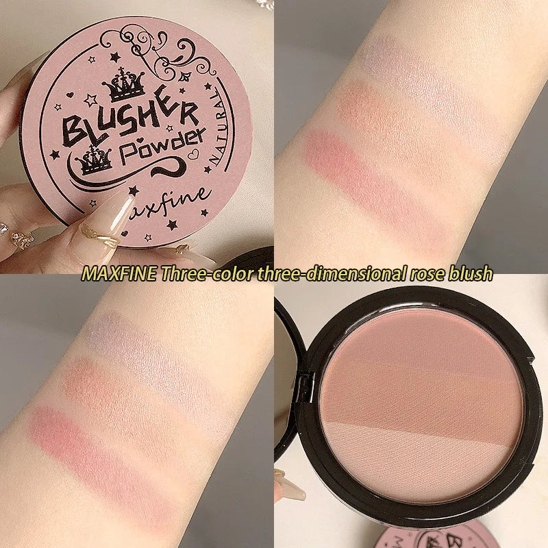 Three-color Blush Palette Delicate Long-lasting Waterproof Non-fading Eyeshadow Blush Integration Tray Good Vibrations