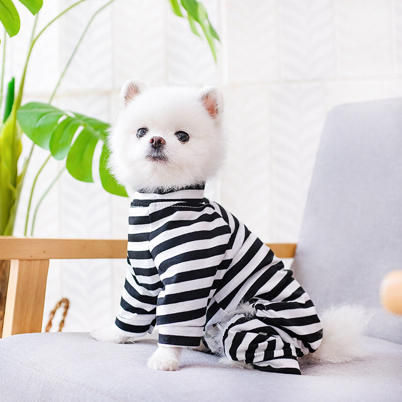 Year-Round Cozy Knit Pajamas for Small Dogs & Cats - Easy Pullover, Stretch Comfort, Stylish Stripes Good Vibrations