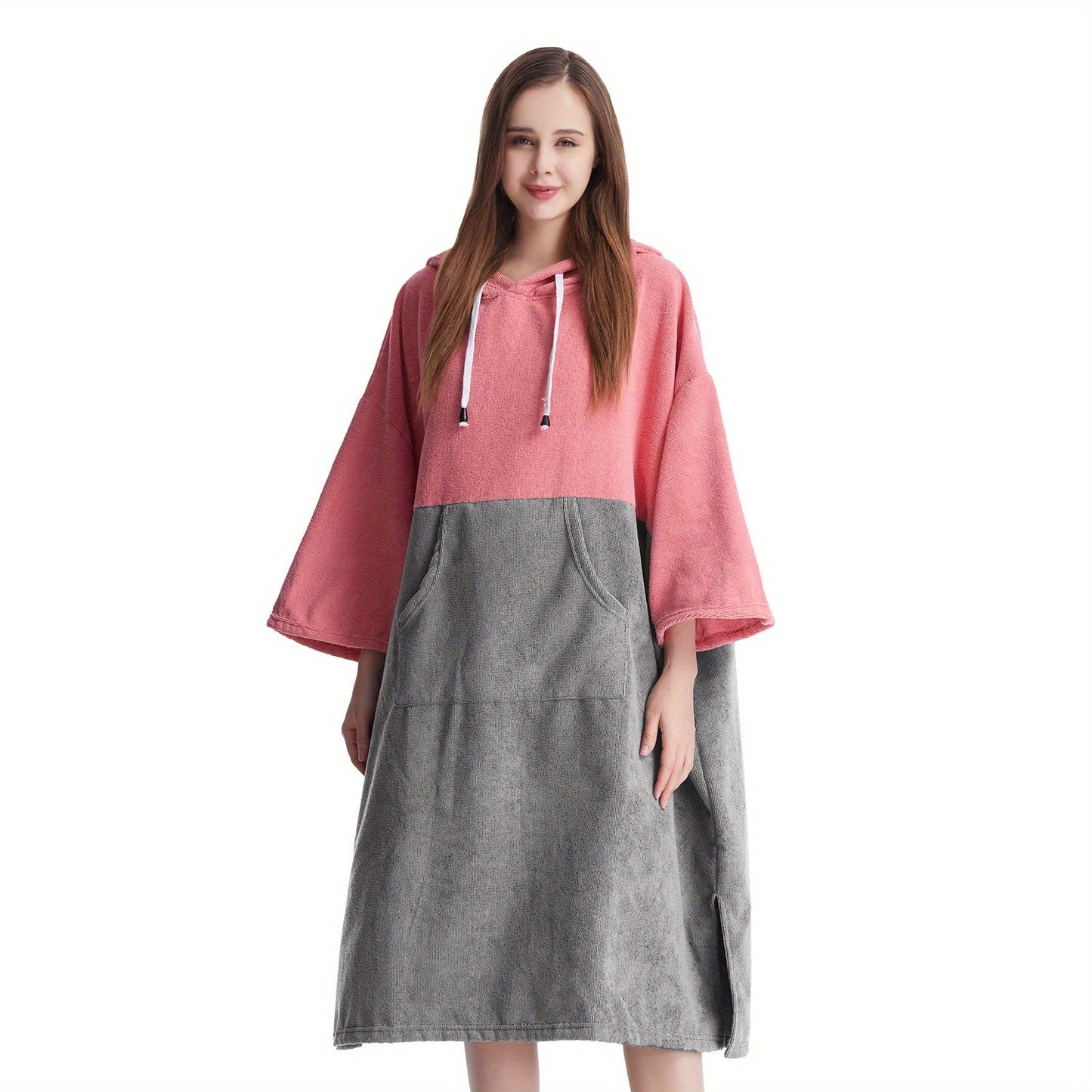 Mutao Quick-Dry Hooded Changing Robe - Cozy Terry Towel Poncho with Front Pocket, Windproof & Perfect for Beach, Surfing, Diving, Swimming - One Size Fits All, Machine Washable Good Vibrations