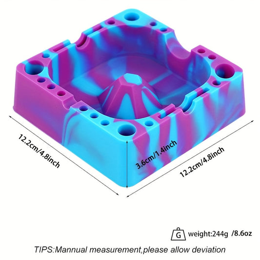 1 Silicone Rectangular Ashtray with Swirling Blue & Purple Marbled Design - Durable Portable Non-Electric Household & Outdoor Use - Ideal Gift for Friends & Family, Household Ashtray | Modern Ashtray | Durable Silicone Good Vibrations Adult Super Store