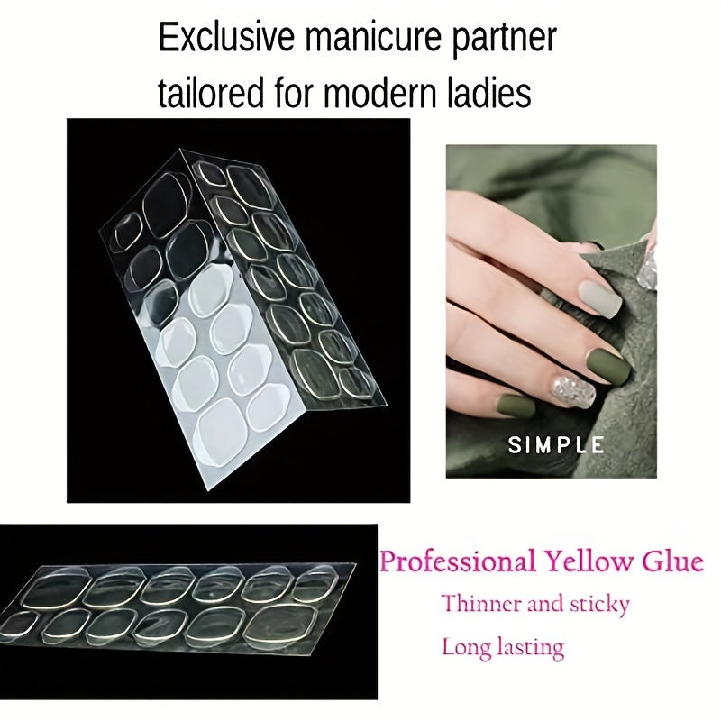 24 Pcs Black Striped Glitter Press-On Nail Tips with Jelly Glue and Nail File Good Vibrations