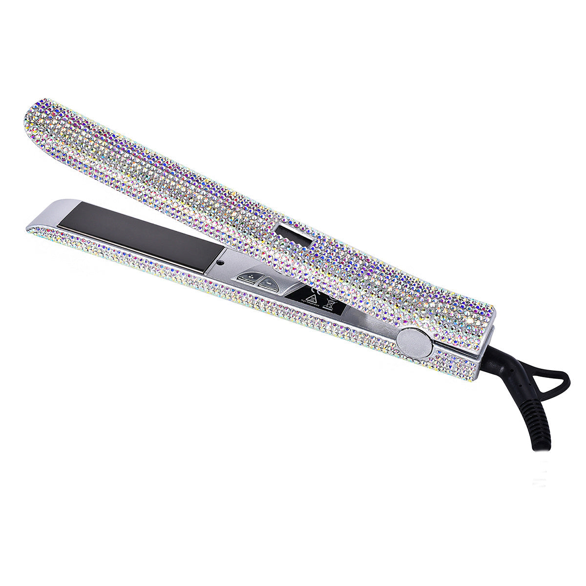 MEEKNISS Professional -encrusted Hair Straightener & Curler 2-in-1 - Fast Flat Iron with Nano- Plates, 480°F Max Temp, Digital LCD Display, Dual Voltage (110-240V) for Wet/Dry Hair, Pink & Black Glitter Design, Worldwide Tra Good Vibrations