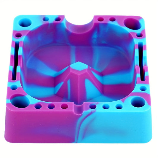 1 Silicone Rectangular Ashtray with Swirling Blue & Purple Marbled Design - Durable Portable Non-Electric Household & Outdoor Use - Ideal Gift for Friends & Family, Household Ashtray | Modern Ashtray | Durable Silicone Good Vibrations Adult Super Store