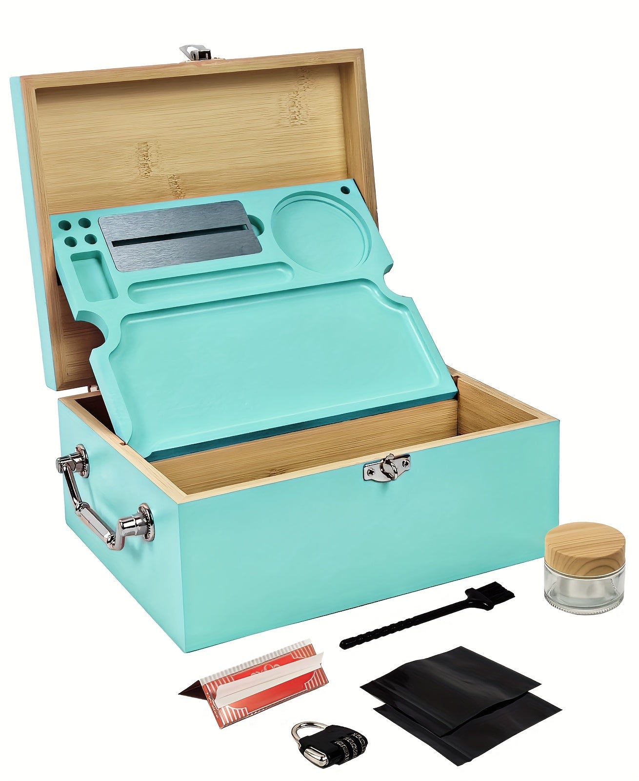 Decorative Stash Box Jewelry Chest - Combination Lock, Rolling Tray, Home Storage Organizer With Secure And Stylish Design For Valuables Halloween Christmas Gift Good Vibrations Adult Super Store