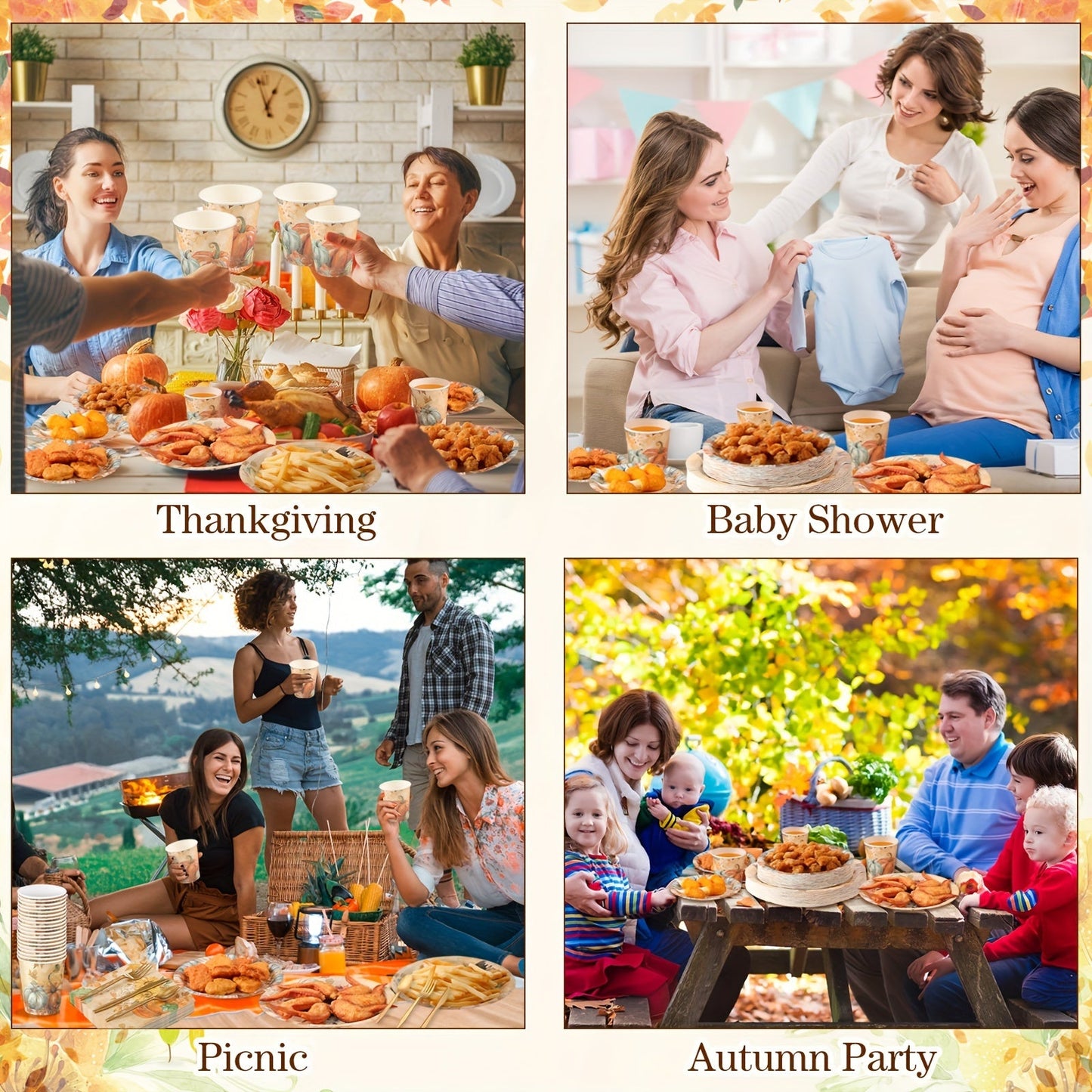 350 Pcs Fall Thanksgiving Party Supplies Maple Leaf Pumpkin Tableware Set Disposable Plates Napkins Paper Cups Plastic Cutlery for Autumn Thanksgiving Party Decor Serves 50 (Pumpkin) Good Vibrations