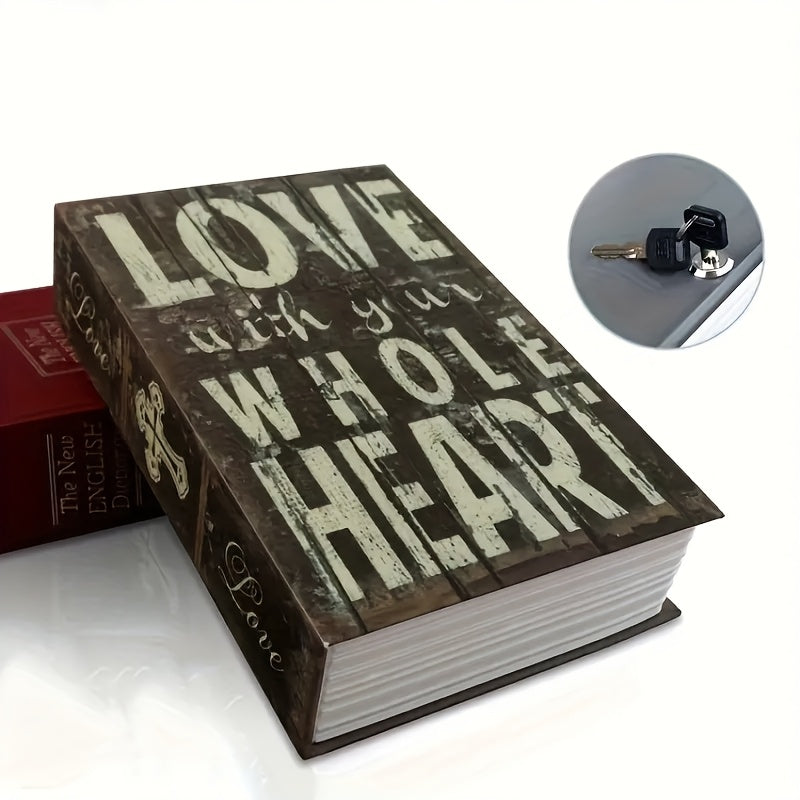 Book Safe Box with Key Lock Hidden Metal Storage Trunk Storage Boxes Home Office Multipurpose Fake Book Safe Penny Bank for Coins Jewelry Currency Passports Letters Watches and Valuables Savings Jar Good Vibrations Adult Super Store