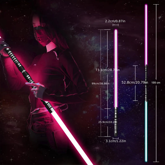 78.34" Halloween Dark Phantom Sword With 16 Colors Lightings, 3 Movie Sounds+Mute, 2 In 1 Dueling Saber, Single Player Double-edged Sword/ Double Players Single Sword, For Xmas Gift, Birthday Surprise, Comic-role Cosplay, Mov Good Vibrations
