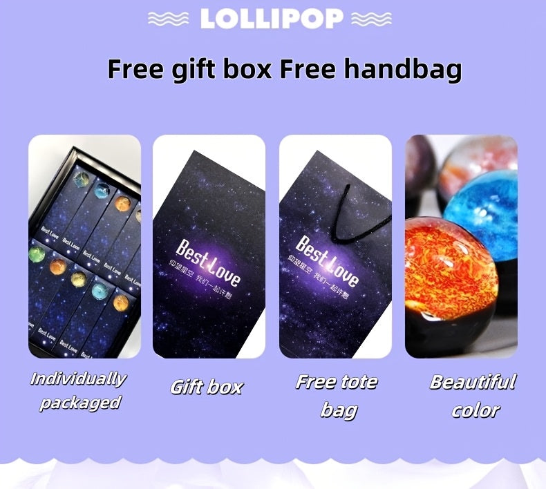 0.353 Oz(10 G) X 10, Planet Candy Pops, Individually Wrapped Bulk Candy, Great for Teen Birthday Parties, Candy Parties, Gifts for Friends, Easter Candy Lollipops, Mother's Day Gifts, Surprise Gift
