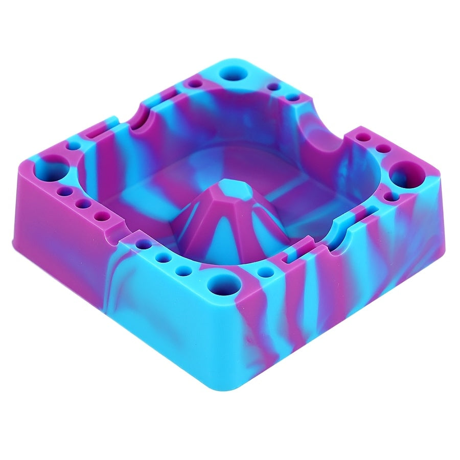 1 Silicone Rectangular Ashtray with Swirling Blue & Purple Marbled Design - Durable Portable Non-Electric Household & Outdoor Use - Ideal Gift for Friends & Family, Household Ashtray | Modern Ashtray | Durable Silicone Good Vibrations Adult Super Store