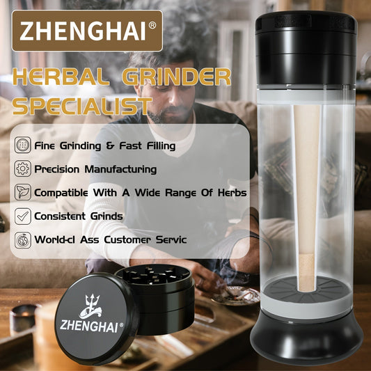 ZHENGHAI 3 In 1 Tobacco Grinder Herb Grinder Multifunctional Cone Loader Rolling Machine Blunt Joint Roller Machine Grinding Filling Storage All in One With Cleaning Brush Good Vibrations