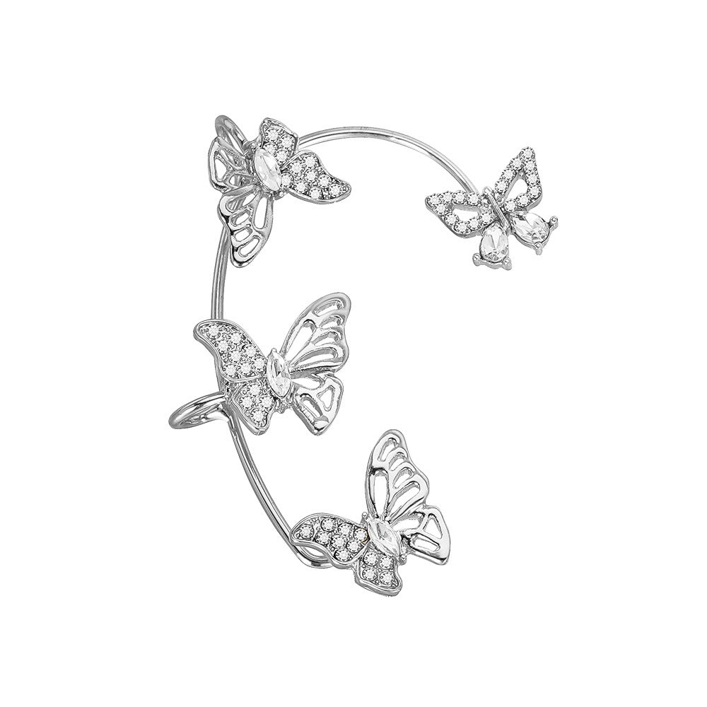Women'S Elegant Butterfly Ear Cuffs - No-Piercing Ear Hooks, Synthetic Gemstone Accents, Everyday & Formal Jewelry for Parties, Weddings, Everyday Outfits - Non-Piercing Ear Clips for Sensitive Light Beige, Party Accessories, Good Vibrations