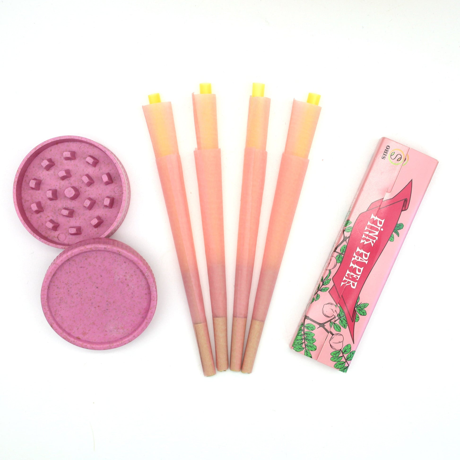 Pink Paper Tobacco Kit: Includes 2-Layer Pink Grinder, Pink Tobacco Papers, and 8 Pink Tobacco Papers - Perfect Gift for Smokers Good Vibrations