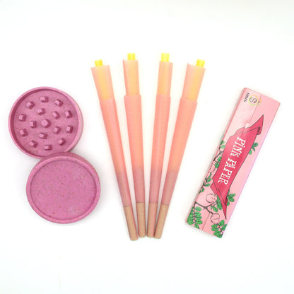 Pink Paper Tobacco Kit: Includes 2-Layer Pink Grinder, Pink Tobacco Papers, and 8 Pink Tobacco Papers - Perfect Gift for Smokers Good Vibrations