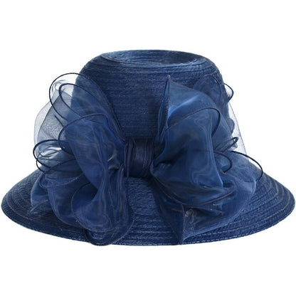 Women Lightweight Breathable Derby Church Dress Cloche Bowler Hats Cocktail Tea Party Wedding Bridal Hat with Bow Knot Good Vibrations