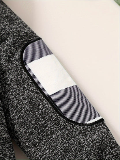 2pcs Baby's Plaid Pattern Splicing Hoodie & Casual Pants, Toddler & Infant Boy's Clothing Set For Spring Fall Good Vibrations