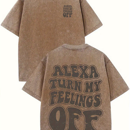 100% Cotton Alexa Turn My Feelings Off Prints, Comfortable Fit, Short-Sleeved Round Neck Casual Men's T-Shirts for Daily and Outdoor Good Vibrations