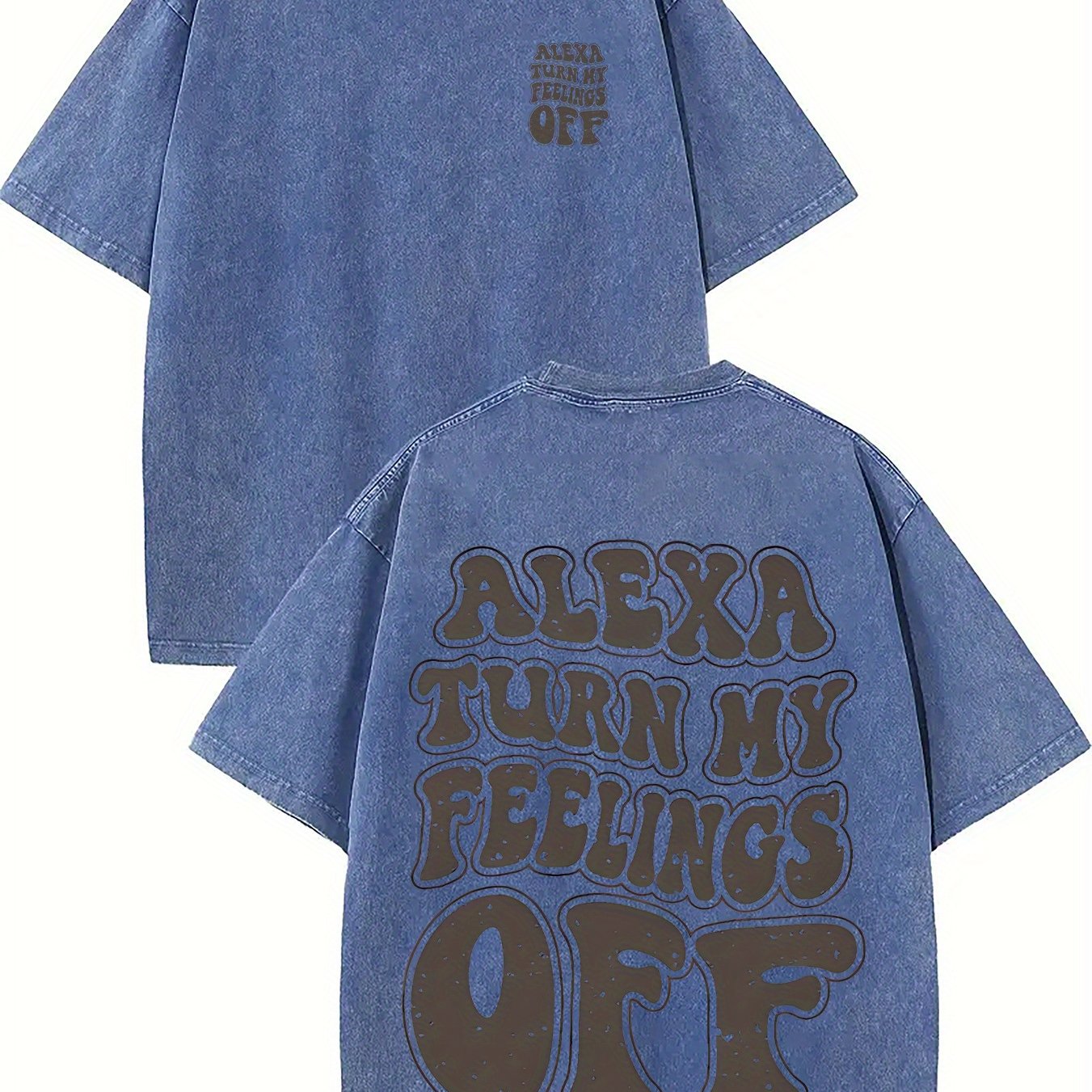 100% Cotton Alexa Turn My Feelings Off Prints, Comfortable Fit, Short-Sleeved Round Neck Casual Men's T-Shirts for Daily and Outdoor Good Vibrations