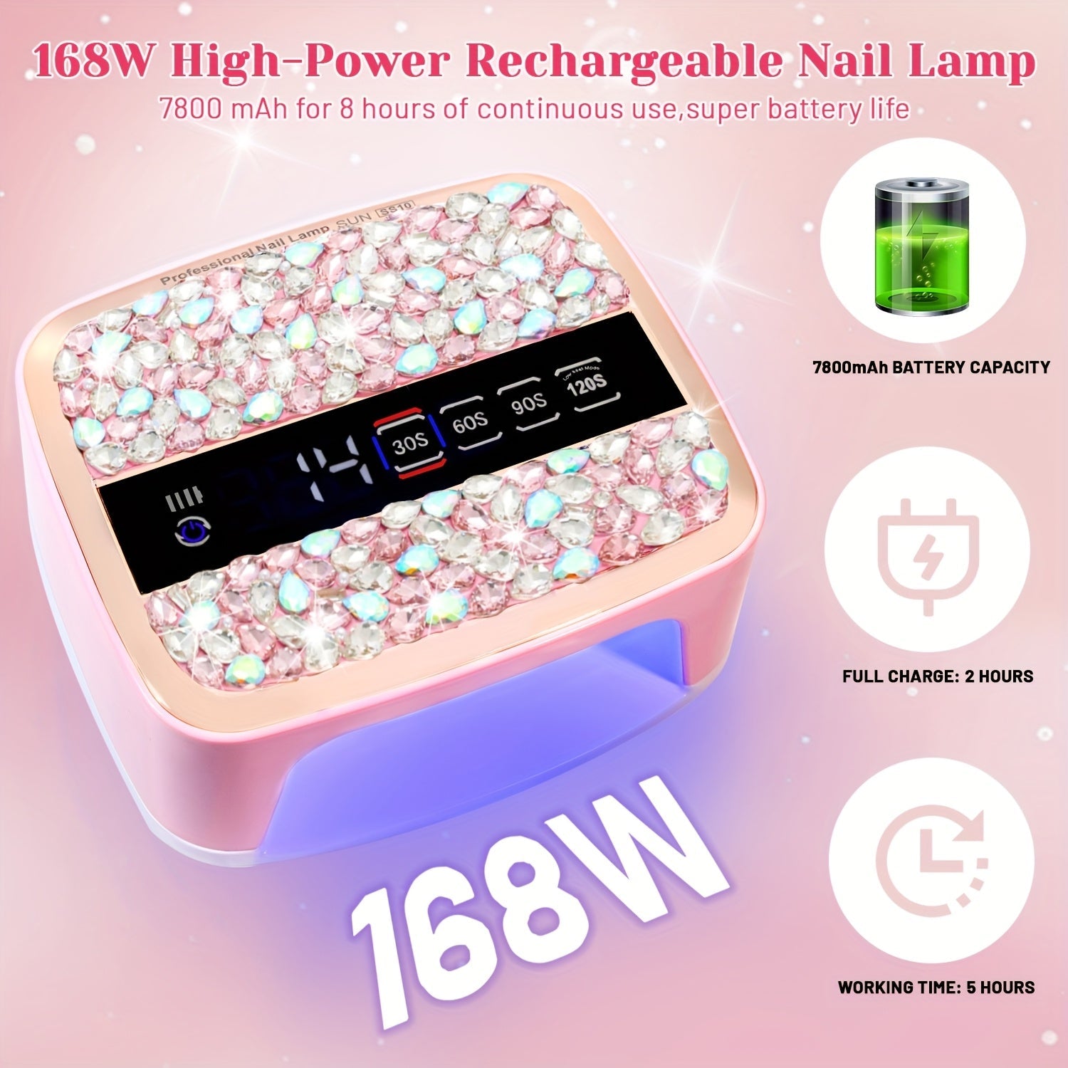 LED Nail Lamp Cordless Rechargeable Light with Shinning, 4 Timer Setting And Tuto Sensor, Professional Gel Polish Acrylic Nail Tools for Home&Salon, Nail Tech Light, Nail Supplies Professional, Light for Gel Nails, Portable N Good Vibrations