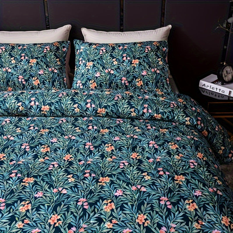 Floral Duvet Cover Set - 3 Piece Set with 2 Pillowcases, 100% Polyester Woven Fabric, Breathable All-Season, Comfortable Soft Sanded Finish, Vibrant Digital Print, Machine Washable, No Comforter or Duvet Insert Included Good Vibrations