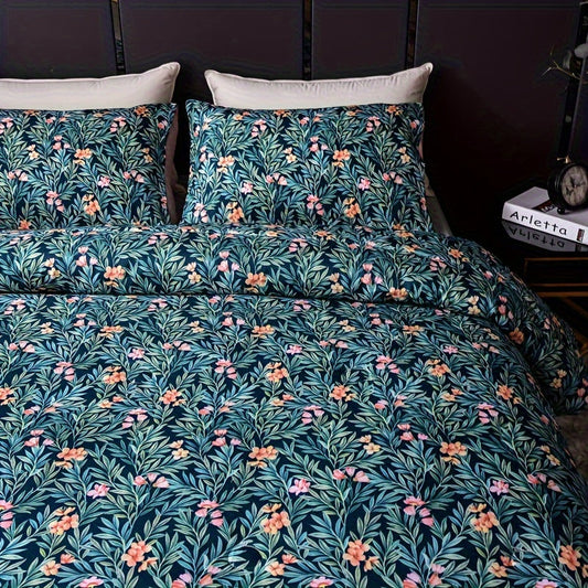 Floral Duvet Cover Set - 3 Piece Set with 2 Pillowcases, 100% Polyester Woven Fabric, Breathable All-Season, Comfortable Soft Sanded Finish, Vibrant Digital Print, Machine Washable, No Comforter or Duvet Insert Included Good Vibrations