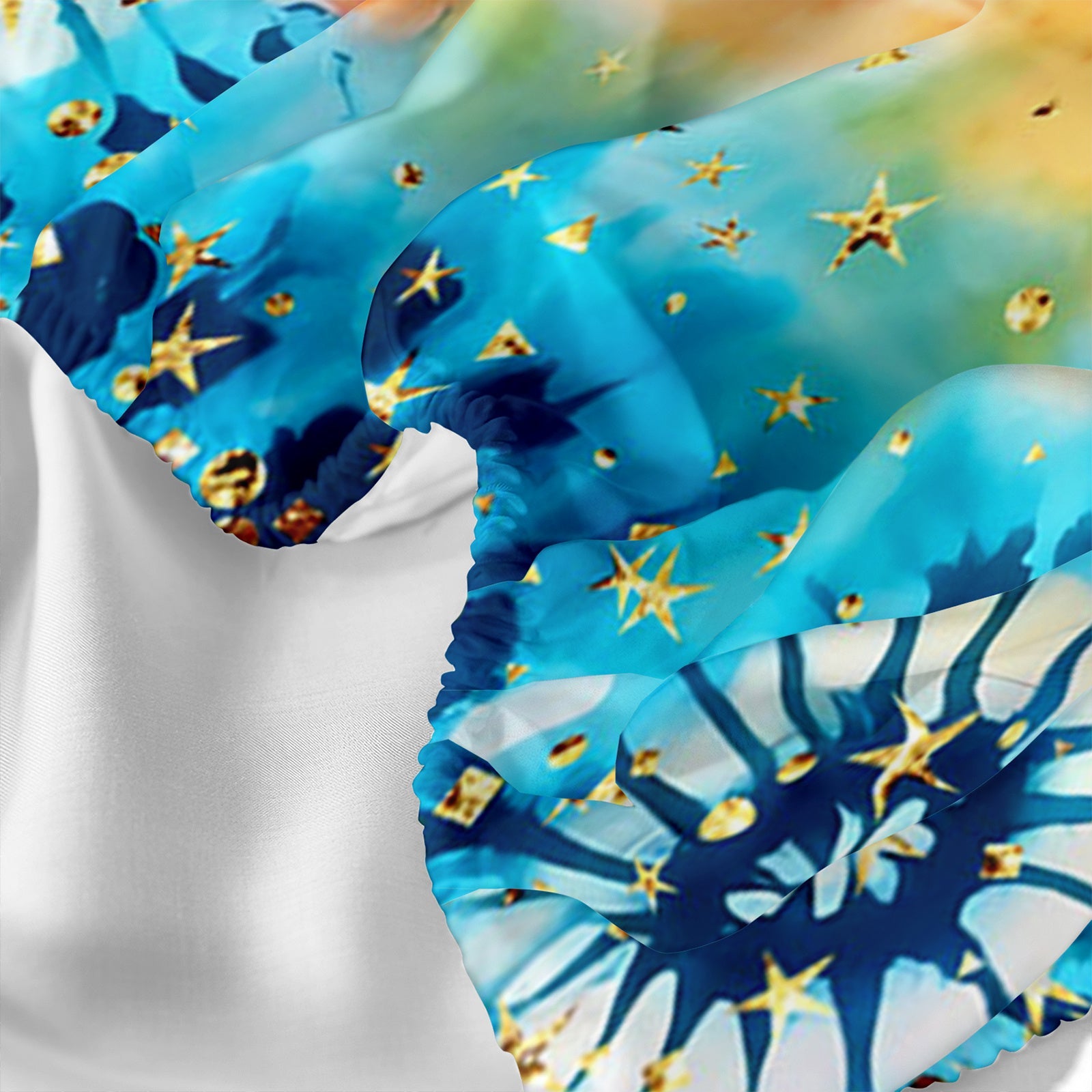 3pcs Tie Dye Fitted Sheets Bohemian Bedding Set Colorful Bed Set Glitter Stars Bedroom Decor Four Seasons (1Fitted Sheets + 2Pillowcases NO Flat Sheet) Good Vibrations