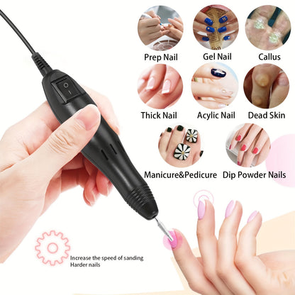 [Fast Arrival] Electric Nail Drill Kit - Professional Manicure Tool for Gel Polish Removal, Low Noise, with Milling Cutters and Drill Bits Set for Home Salon Use - Easy to Use, Portable, and Space-Saving Design Good Vibrations