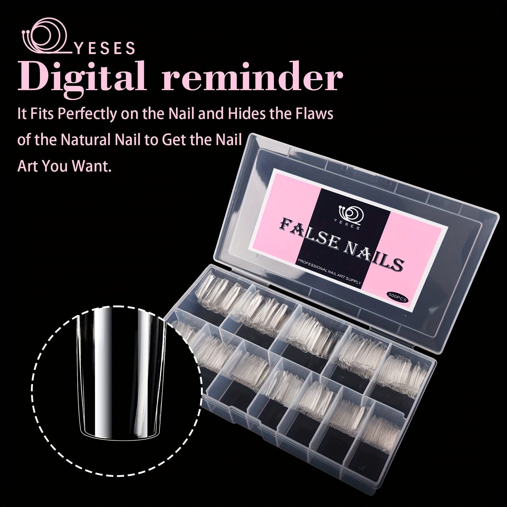 500 Medium Square Full Clear False Nail Patch - Pre-formed semi-matte full cover acrylic gel kit False nail tips pressed on nails for nail extension DIY salon Good Vibrations