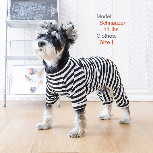 Year-Round Cozy Knit Pajamas for Small Dogs & Cats - Easy Pullover, Stretch Comfort, Stylish Stripes Good Vibrations