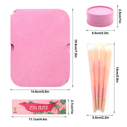 Pink Paper Tobacco Kit: Includes 2-Layer Pink Grinder, Pink Tobacco Papers, and 8 Pink Tobacco Papers - Perfect Gift for Smokers Good Vibrations
