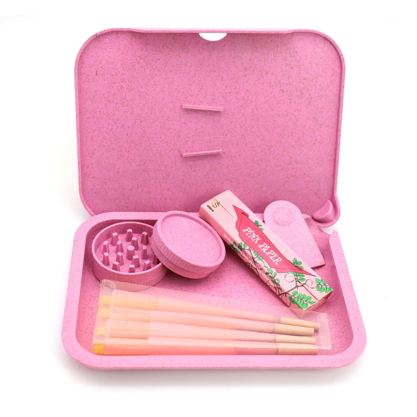 Pink Paper Tobacco Kit: Includes 2-Layer Pink Grinder, Pink Tobacco Papers, and 8 Pink Tobacco Papers - Perfect Gift for Smokers Good Vibrations