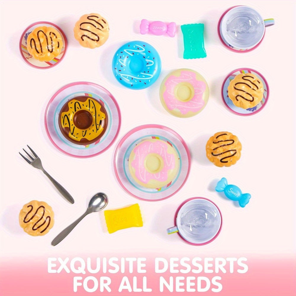 35pcs Unicorn Tea Party Set for Little Girls, Pretend Tin Teapot Set, Princess Tea Time Play Kitchen Toy with Dessert, Doughnut, Carrying Case for Birthday Easter Gifts Youngsters Youngsters Age 3 4 5 6, SYNCFUN Good Vibrations