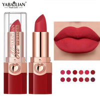 YABAOLIAN Lipstick 12 Colors Lipstick High Pigment Long Lasting Waterprrof Cosmetic Matte Lipstick Good Vibrations
