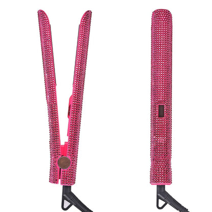 MEEKNISS Professional -encrusted Hair Straightener & Curler 2-in-1 - Fast Flat Iron with Nano- Plates, 480°F Max Temp, Digital LCD Display, Dual Voltage (110-240V) for Wet/Dry Hair, Pink & Black Glitter Design, Worldwide Tra Good Vibrations