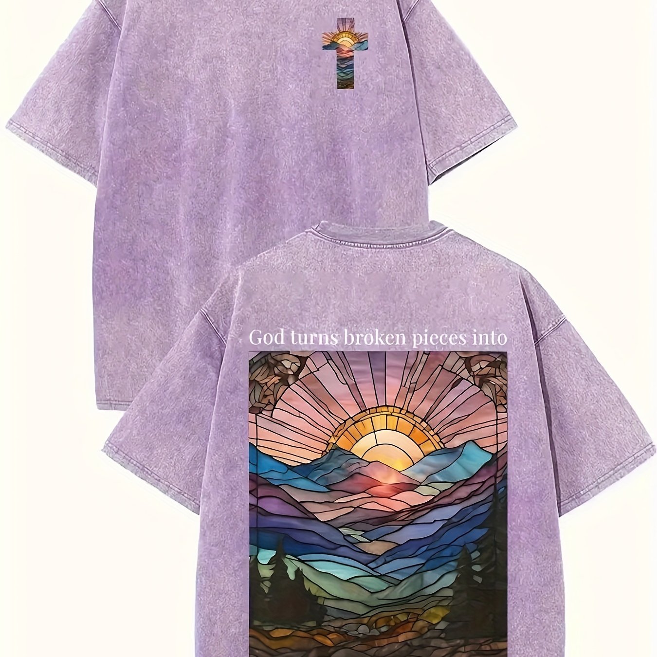 God Turned Shattered Fragments Into Masterpieces, Printed, Washed, And Made Old T-shirts, 100% Cotton Faith Collection Good Vibrations