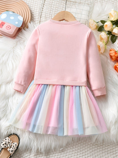 Adorable Unicorn Midi Dress - Comfortable, Season-Ready with Tulle Detailing, Ideal for Girls Good Vibrations