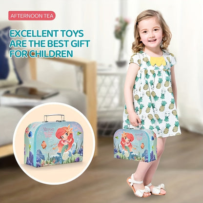 Playful, Enchanting Mermaid Tea Party Set for Girls - 19pcs Tin Tea & Carrying Case, Perfect Princess Kitchen Play Toys for Ages 3-6, Ideal Birthday Gift Good Vibrations