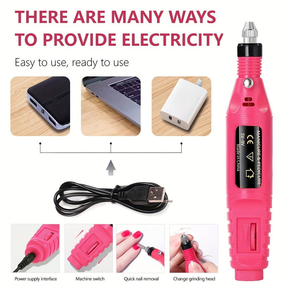 Electric Nail Drill Machine, Manicure & Pedicure Set, Low Noise Gel Art Remover, Glazing Polisher, Polishing Grinder With Drill Bits, Essential Nail Care Tool Good Vibrations