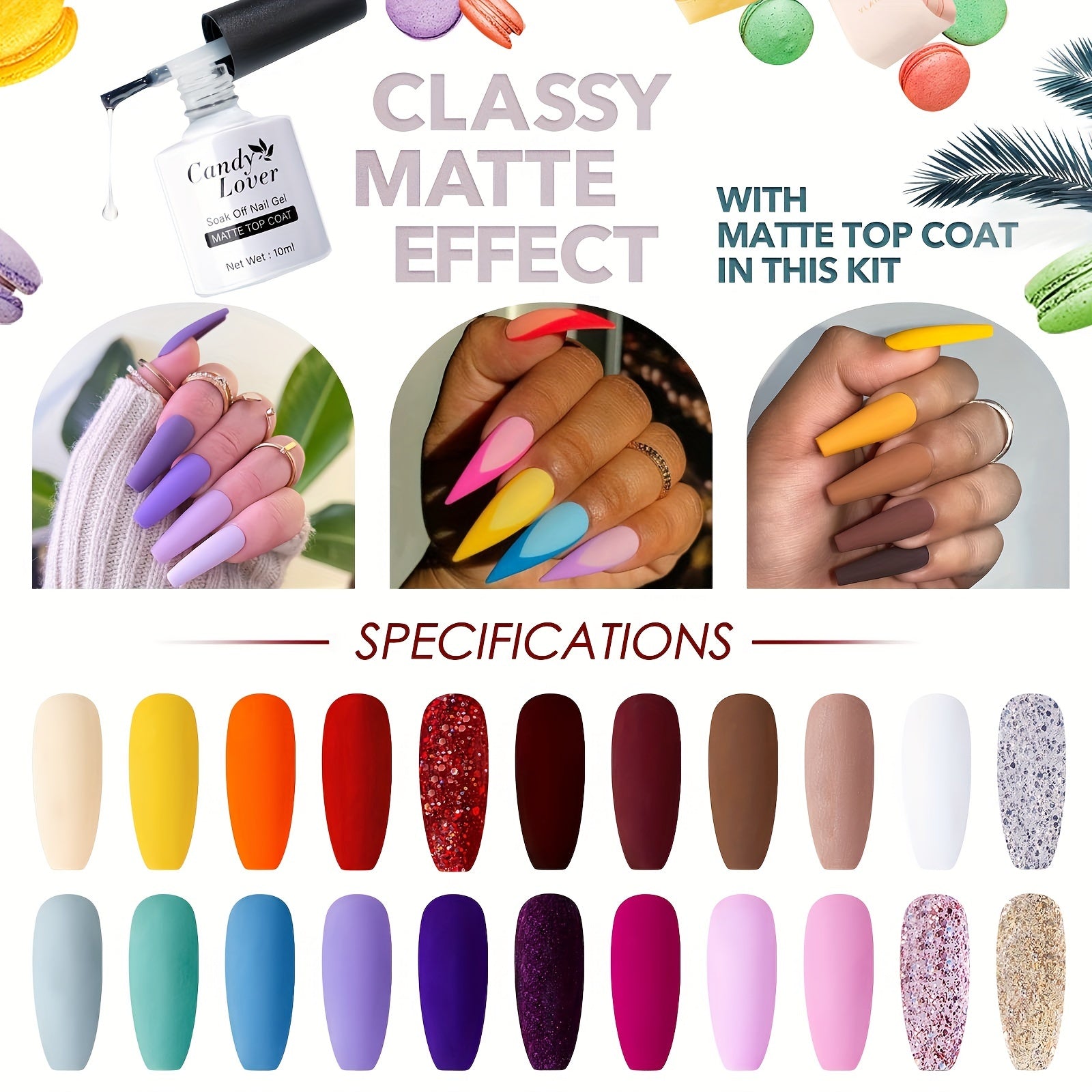 Candy Lover Gel Nail Polish, 25 Pcs Neon Bright Gel Nail Polish Set With Base Top Coat Matte Coat, Soak Off Gel Polish, UV Nail Polish Set, Pink Purple Glitter Red White Gel Colors Good Vibrations