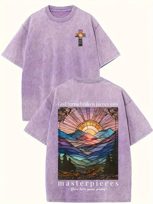 God Turned Shattered Fragments Into Masterpieces, Printed, Washed, And Made Old T-shirts, 100% Cotton Faith Collection Good Vibrations