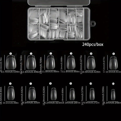 240pcs XXS Short Matte Clear Soft Gel Nail Tips - Easy-to-Apply False Nails for Quick Nail Extensions - Ideal Manicure Tool for DIY Nail Art Enthusiasts Good Vibrations