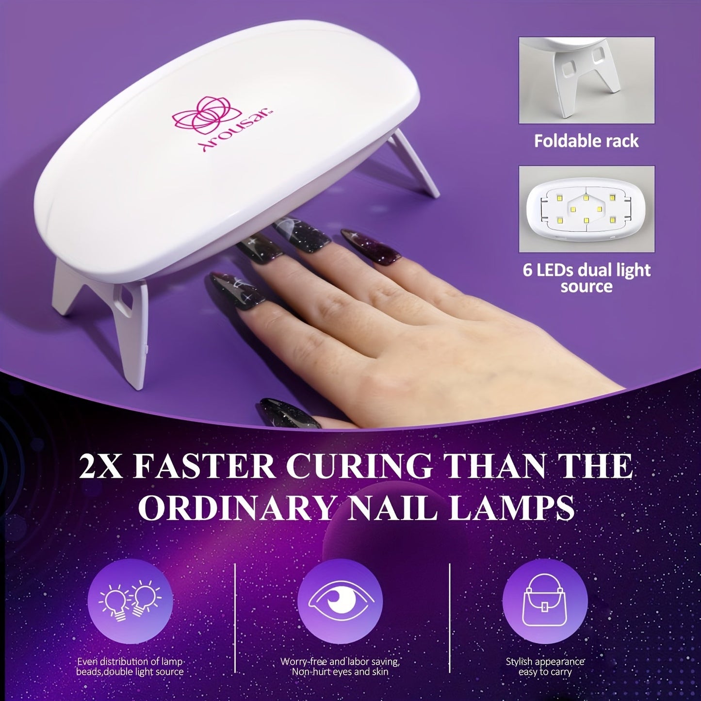 Arousar Cat Eye Gel Polish Set, 16pcs Chameleon Gel Nail Polish Black Purple Glitter Silver Changing Magic Galaxy Effect Kit With Base Top Coat, LED Nail Lamp, Cuticle Oil And Manicure Tools Good Vibrations