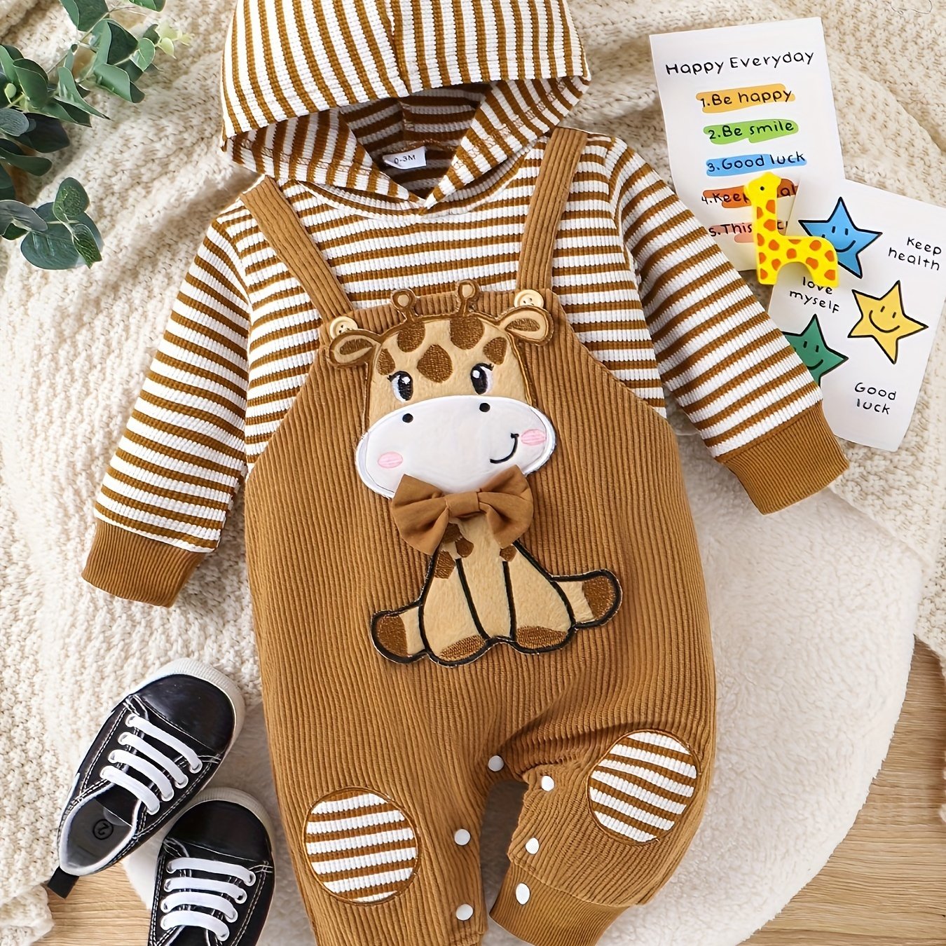 CETEPY Baby Boy Clothes Newborn Hoodie Romper Fall Winter One-piece Outfit Infant Cute Cartoon Clothing Set 0-18 Months Good Vibrations