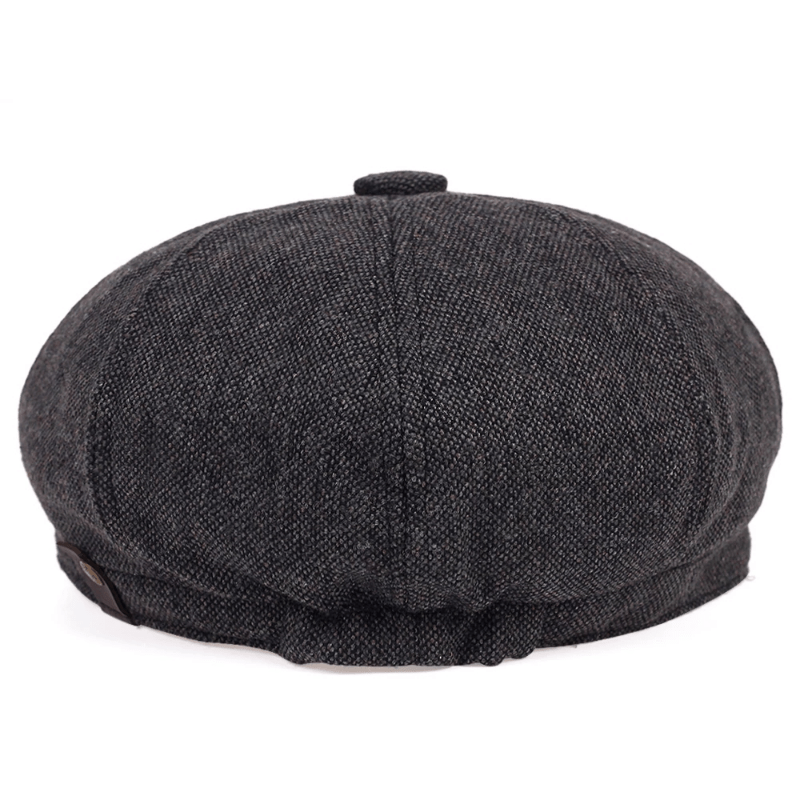 Men&Apos;S Retro Herringbone Flat Cap - Black Casual Beret with Vintage Style, Knitted Polyester, Perfect for Valentine&Apos;S Day, Everyday Headwear | Vintage Flat Cap | Knitted Texture Good Vibrations