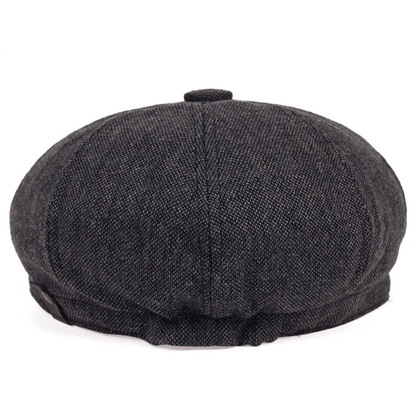 Men&Apos;S Retro Herringbone Flat Cap - Black Casual Beret with Vintage Style, Knitted Polyester, Perfect for Valentine&Apos;S Day, Everyday Headwear | Vintage Flat Cap | Knitted Texture Good Vibrations
