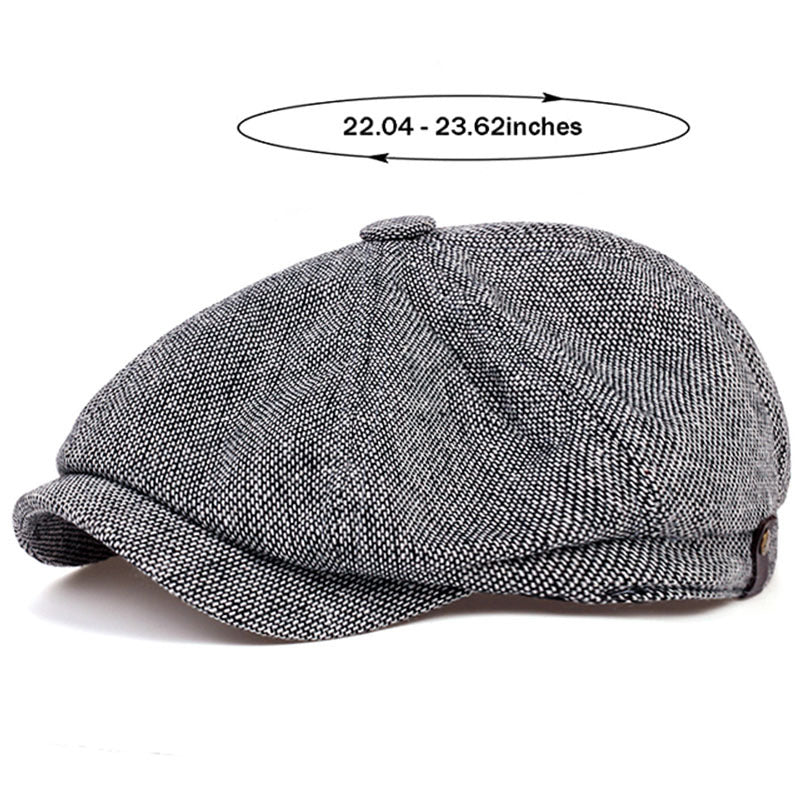 Men&Apos;S Retro Herringbone Flat Cap - Black Casual Beret with Vintage Style, Knitted Polyester, Perfect for Valentine&Apos;S Day, Everyday Headwear | Vintage Flat Cap | Knitted Texture Good Vibrations