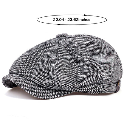Men&Apos;S Retro Herringbone Flat Cap - Black Casual Beret with Vintage Style, Knitted Polyester, Perfect for Valentine&Apos;S Day, Everyday Headwear | Vintage Flat Cap | Knitted Texture Good Vibrations