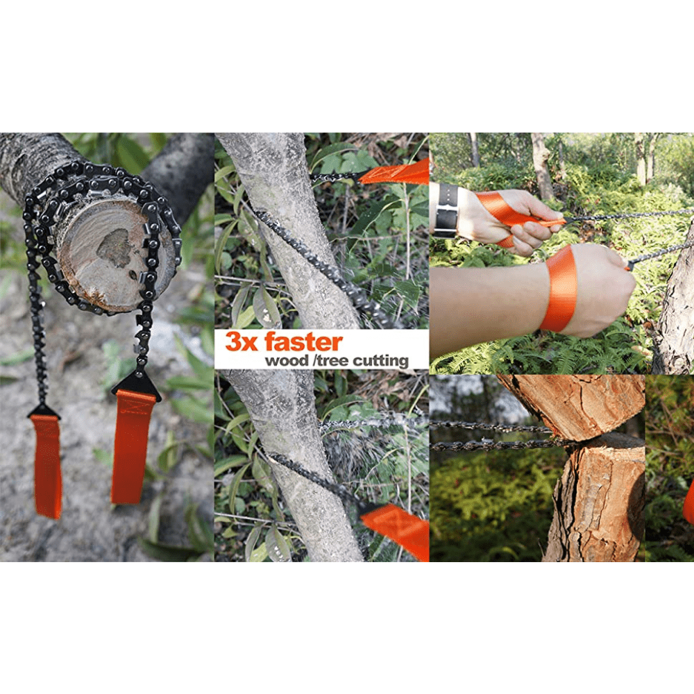 Manual Pocket Chainsaw - Heavy-Duty Chainsaw with Chains, Portable Survival saw for Camping, Hunting, Emergencies - Includes Carry Case - No Electricity Needed Outdoor Survival Gear Tool, Camping Essential, Compact Design, Re Good Vibrations