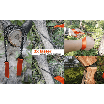 Manual Pocket Chainsaw - Heavy-Duty Chainsaw with Chains, Portable Survival saw for Camping, Hunting, Emergencies - Includes Carry Case - No Electricity Needed Outdoor Survival Gear Tool, Camping Essential, Compact Design, Re Good Vibrations