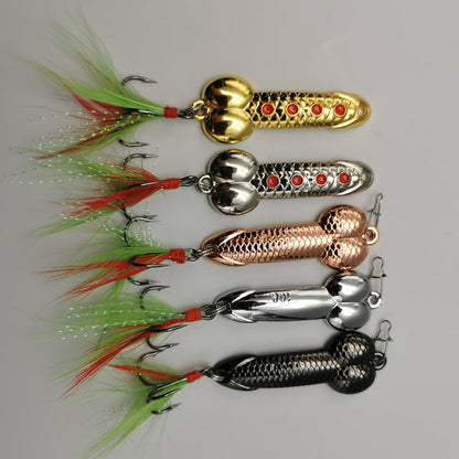 [Hard Metal Fish Lures] 2pcs/5pcs Hard Metal VIB Fish Lures Spoon Lure Artificial Baits with Rayon Cool Fishing Accessory Good Vibrations